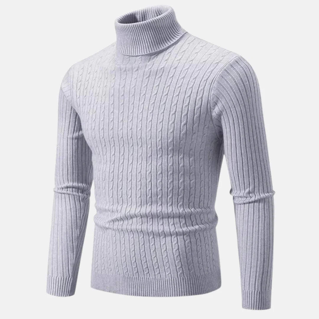 Pull Chaud à Col Roulé Tricoté pour Homme