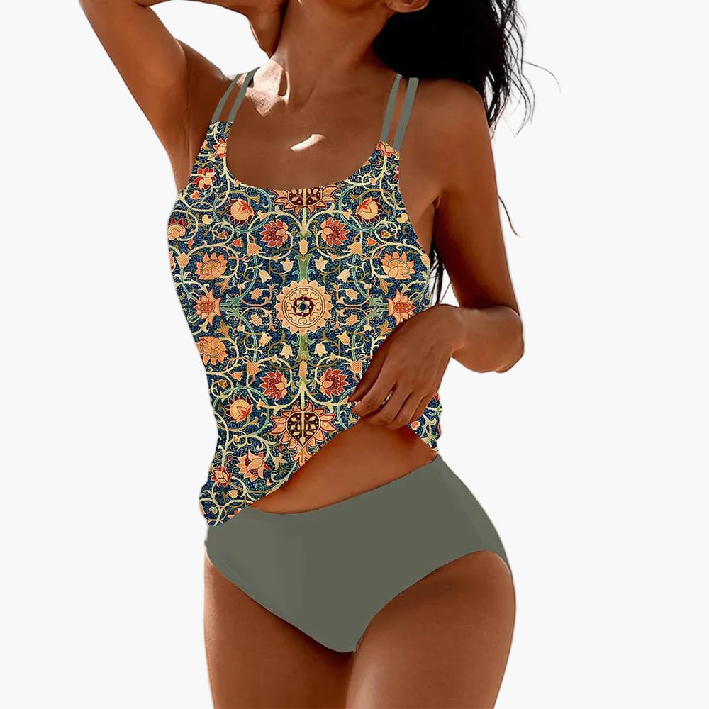 Tankini para mujer elegante estilo bohemio – Traje de baño de moda para playa y piscina