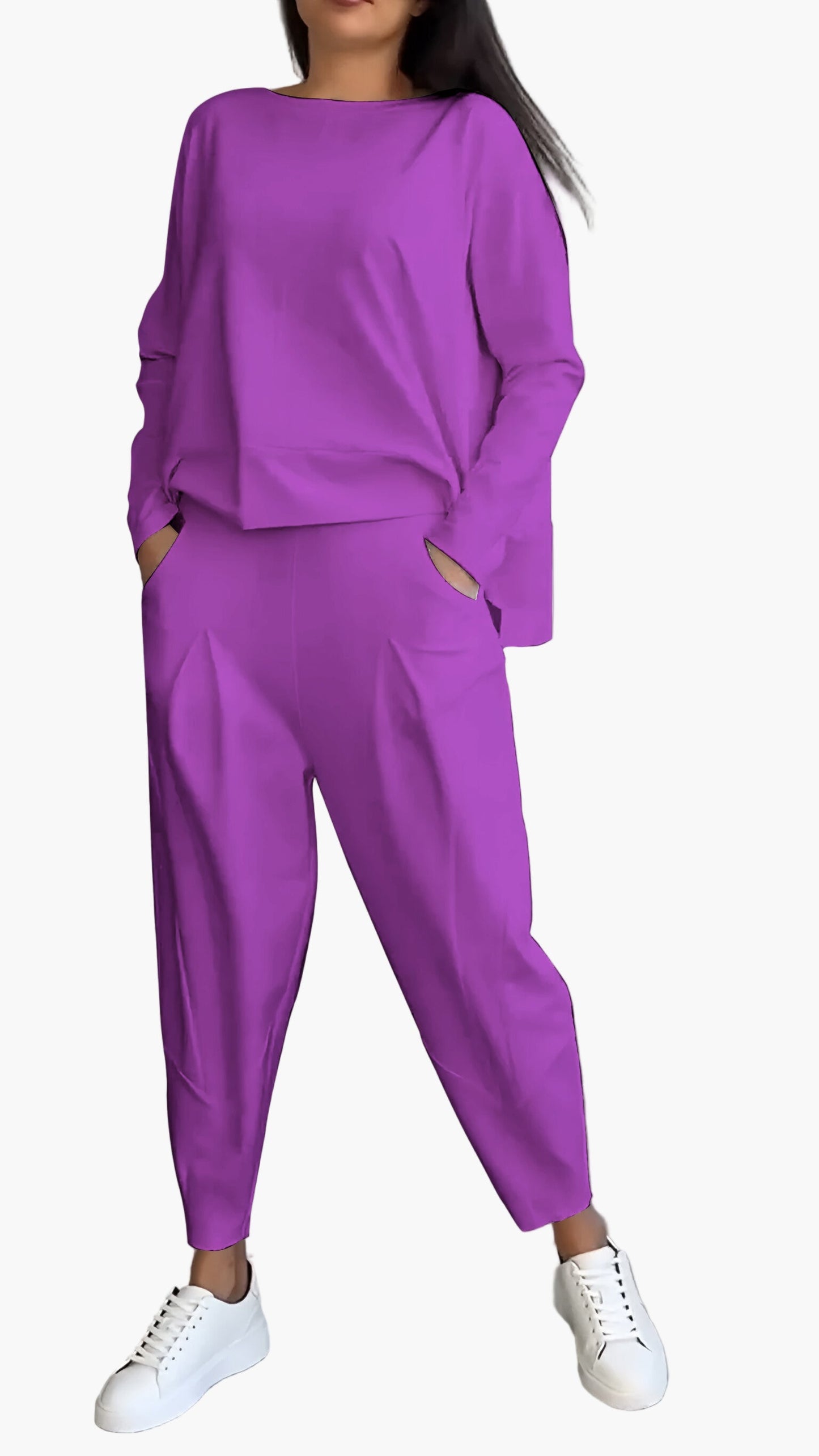 Ensemble détente deux pièces style décontracté pour femme – confort chic pour la maison et les sorties