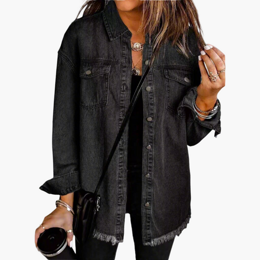 Veste en jean décontractée style urbain pour femme – Look tendance et polyvalent