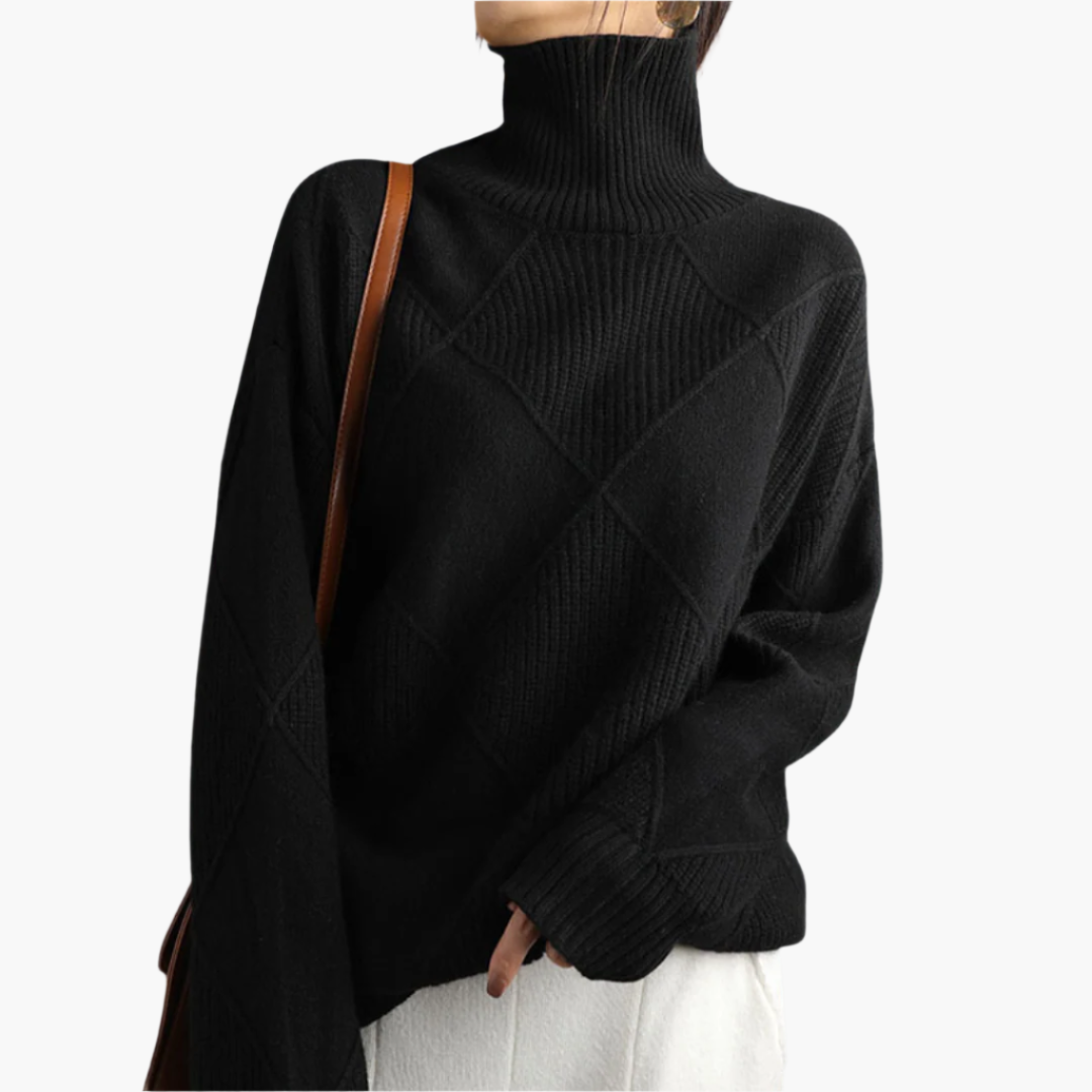 Pull-over Femme Style Décontracté Motif Losanges – Tricot Doux et Confortable pour Loisirs et Quotidien