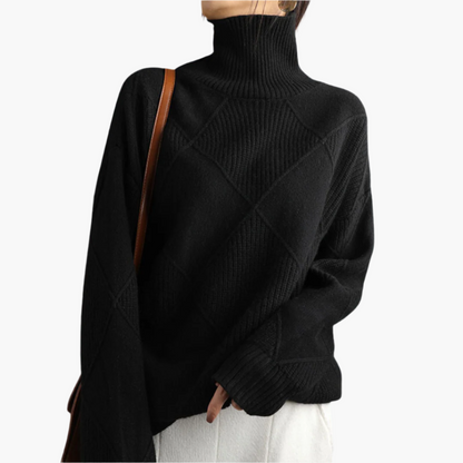 Pull-over Femme Style Décontracté Motif Losanges – Tricot Doux et Confortable pour Loisirs et Quotidien