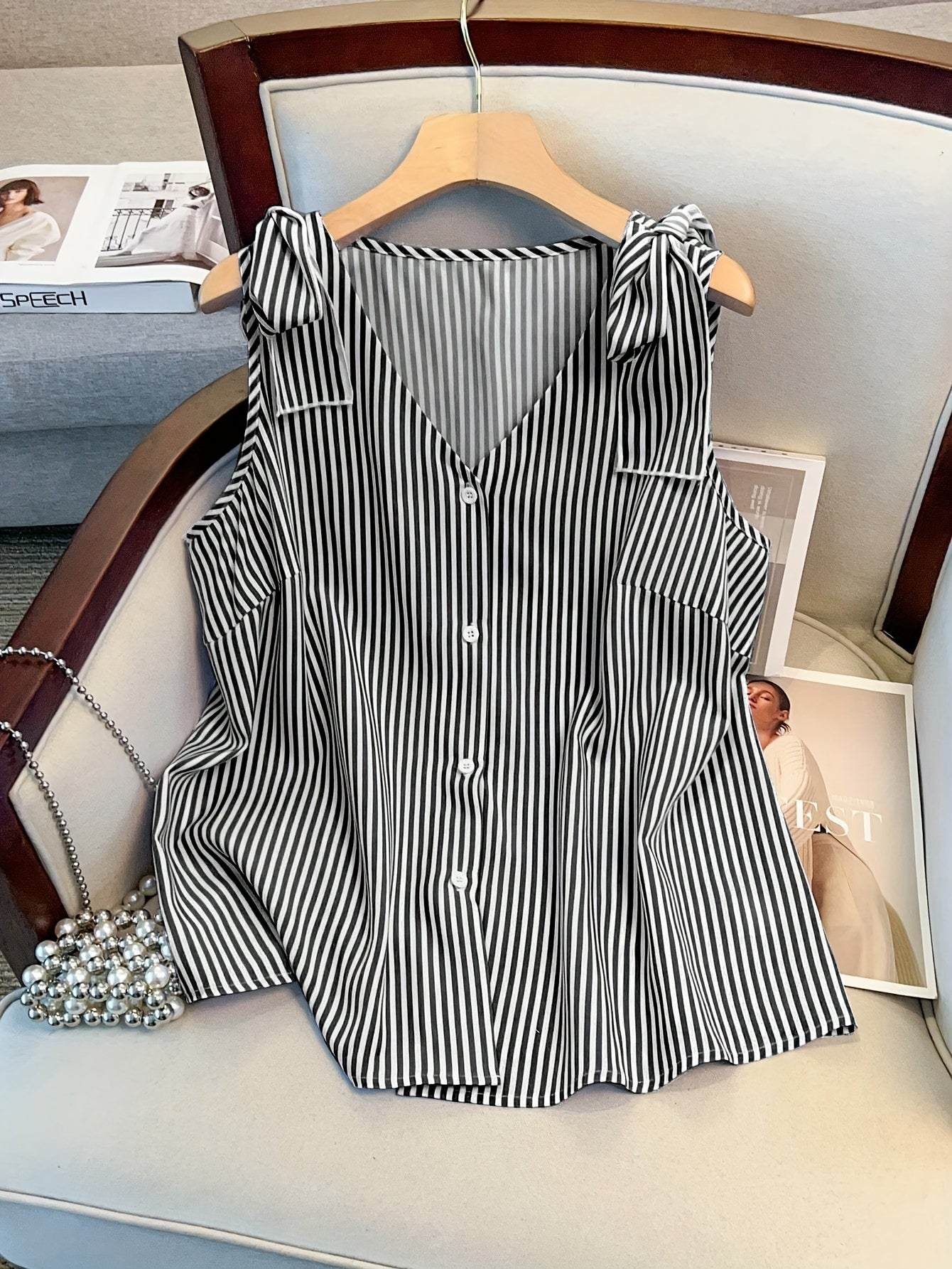 Débardeur femme grande taille à rayures style élégant pour le quotidien et bureau