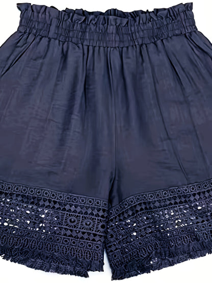 Shorts femme style bohème à taille froncée pour l'été, idéal pour les vacances et le quotidien