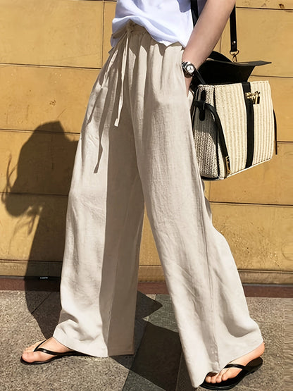 Pantaloni larghi donna stile casual chic con vita a coulisse – Ideali per primavera ed estate