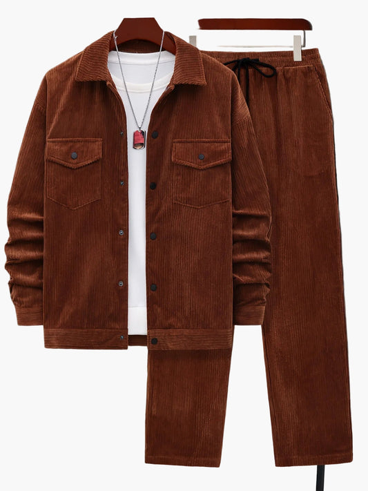Ensemble décontracté homme style urbain veste et pantalon, idéal automne-hiver