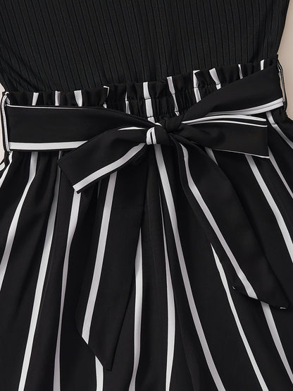 Tuta corta elegante a righe da donna, stile casual estivo
