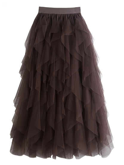 Jupe longue à volants style bohème pour femme, élégante et tendance, idéale pour occasions spéciales et looks romantiques