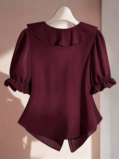 Blouse Femme Élégante à Volants Style Romantique pour Bureau et Soirée
