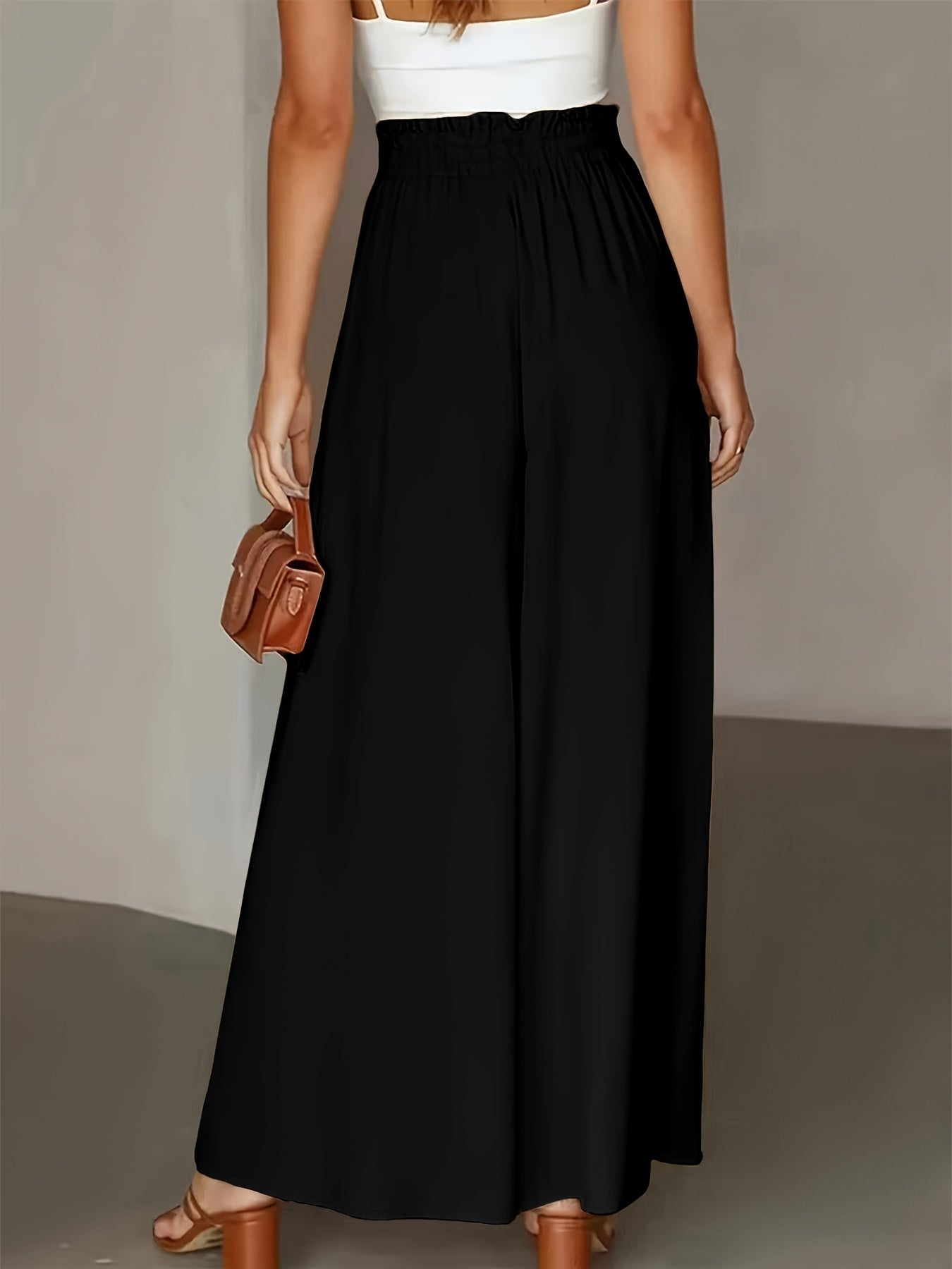 Pantaloni Palazzo Larghi Donna Stile Elegante Vita Alta con Cintura, Moda Casual e Sofisticata