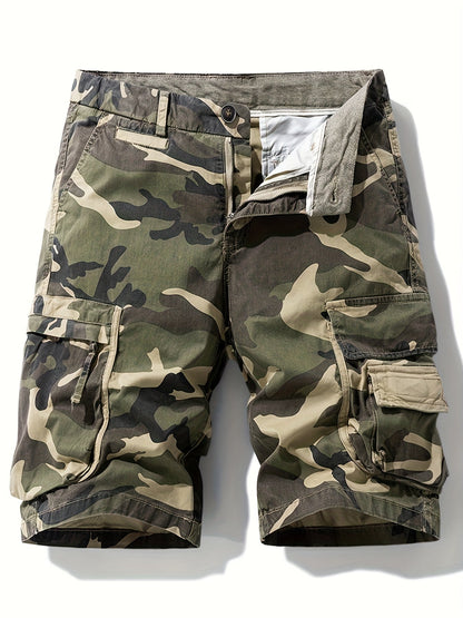 Kort cargo camouflage-stil militærbukser til mænd – Ideel til udendørs, fritid og ferie