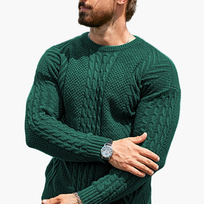 Pull torsadé pour homme style décontracté urbain – Manches longues, chic automne/hiver