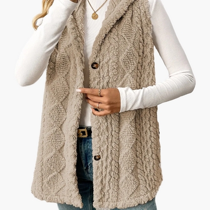 Gilet sans manches à capuche style torsadé pour femme, élégant et décontracté