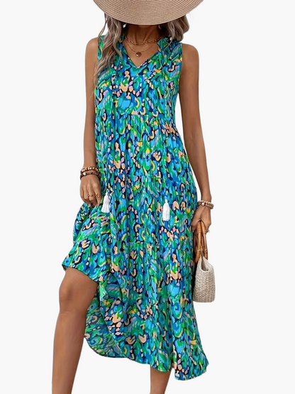 Robe Femme Élégante Sans Manches Style Bohème pour Été et Printemps