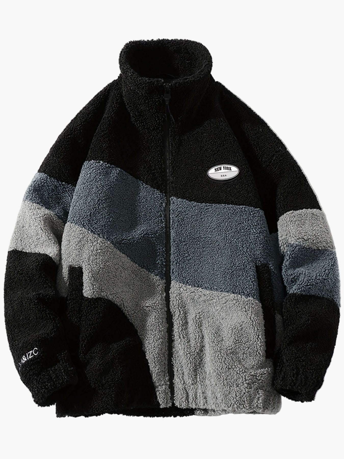 Veste polaire homme style universitaire à col montant et fermeture zippée pour look décontracté