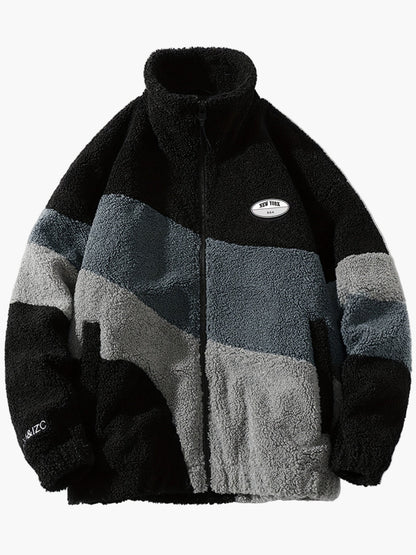 Veste polaire homme style universitaire à col montant et fermeture zippée pour look décontracté