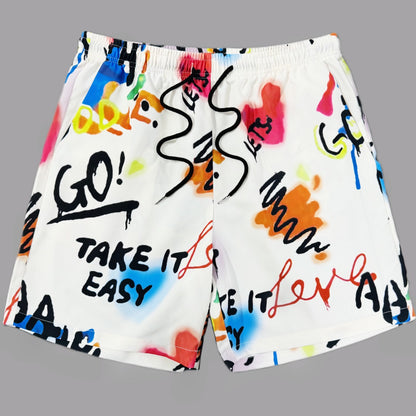 Short casual estampado graffiti para hombre estilo streetwear de moda
