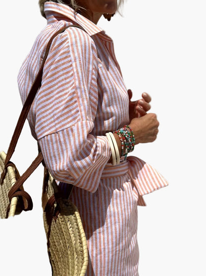 Elegant Striped Shirt Dress for Women Casual Stylish for Outings and Holidays
