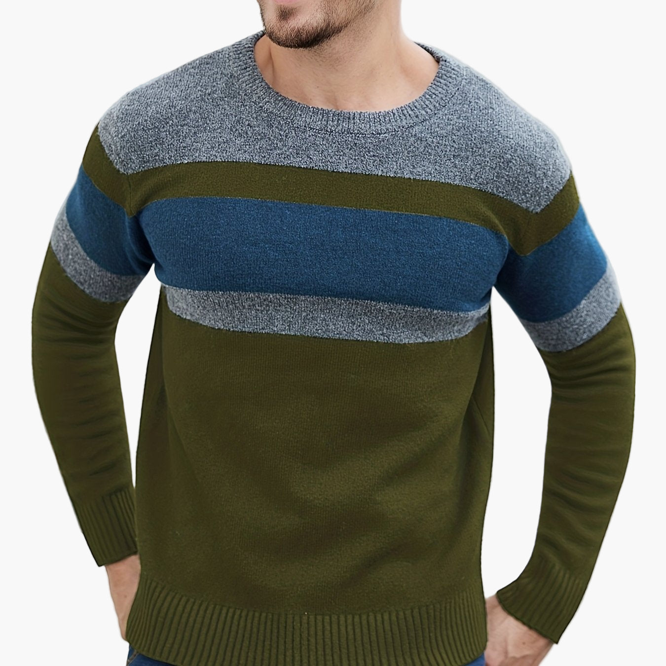Pull à Rayures Style Décontracté pour Homme - Idéal Automne Hiver