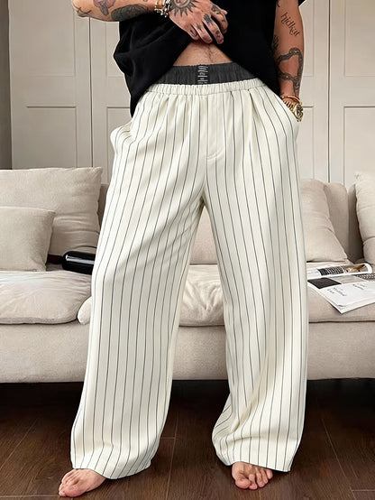 Pantalon ample à rayures pour homme style détente élégance moderne