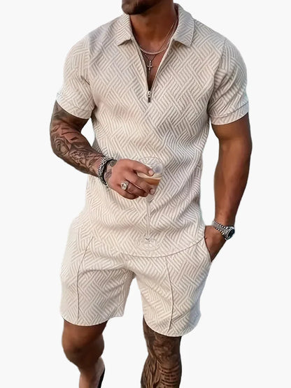 Conjunto de polo y pantalón corto estilo informal para hombre – Elegancia relajada de verano