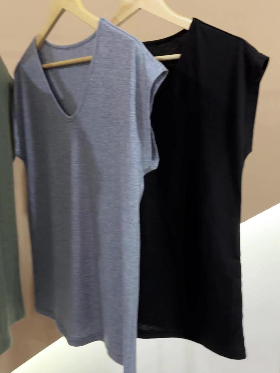 Set di 3 T-shirt casual con scollo a V da donna – Stile base, maniche corte, perfette per tutti i giorni