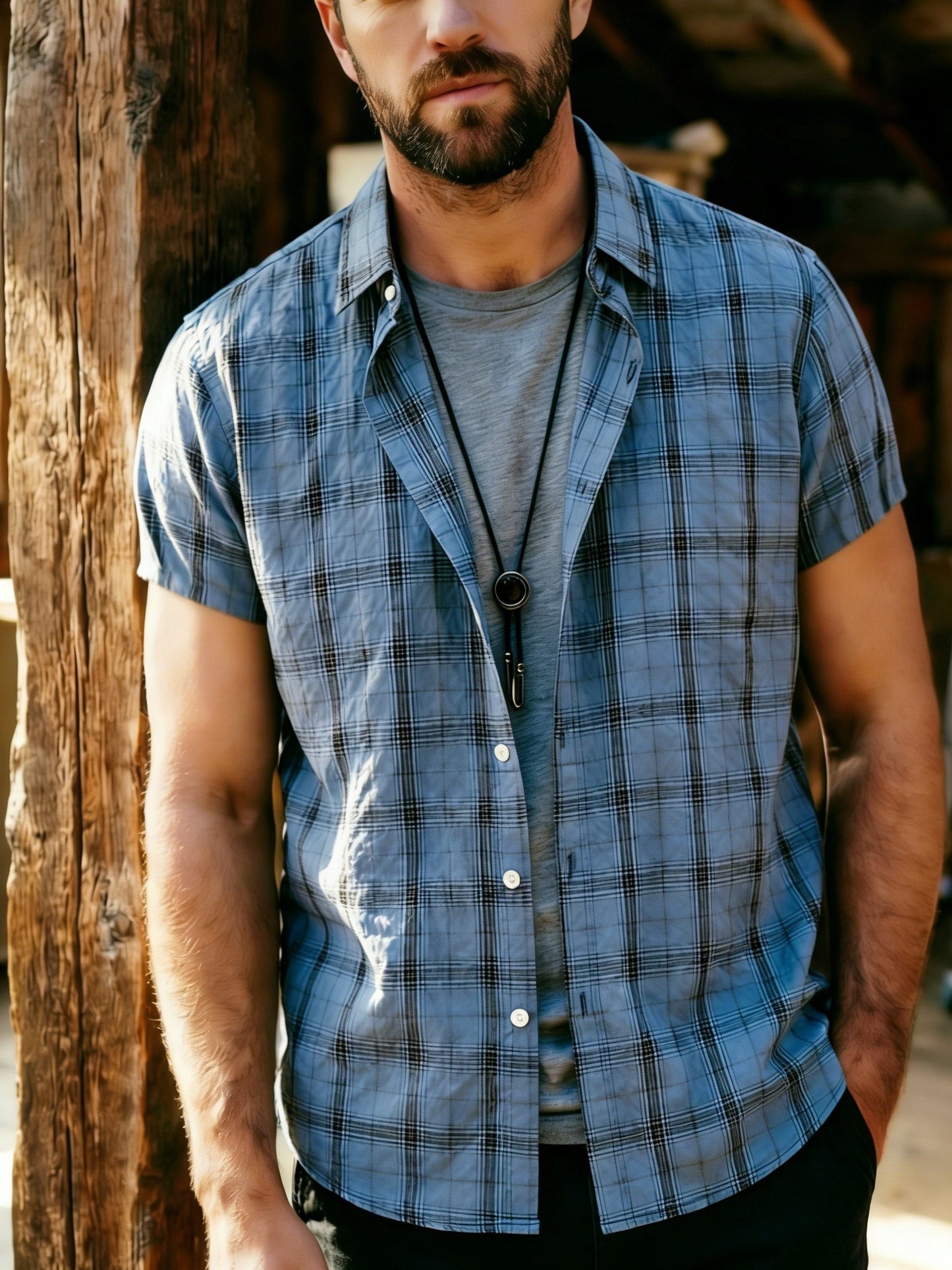 Chemise décontractée à carreaux pour homme – Style estival polyvalent