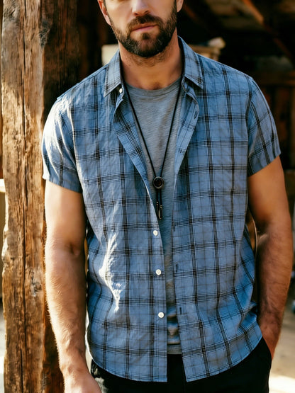 Chemise décontractée à carreaux pour homme – Style estival polyvalent