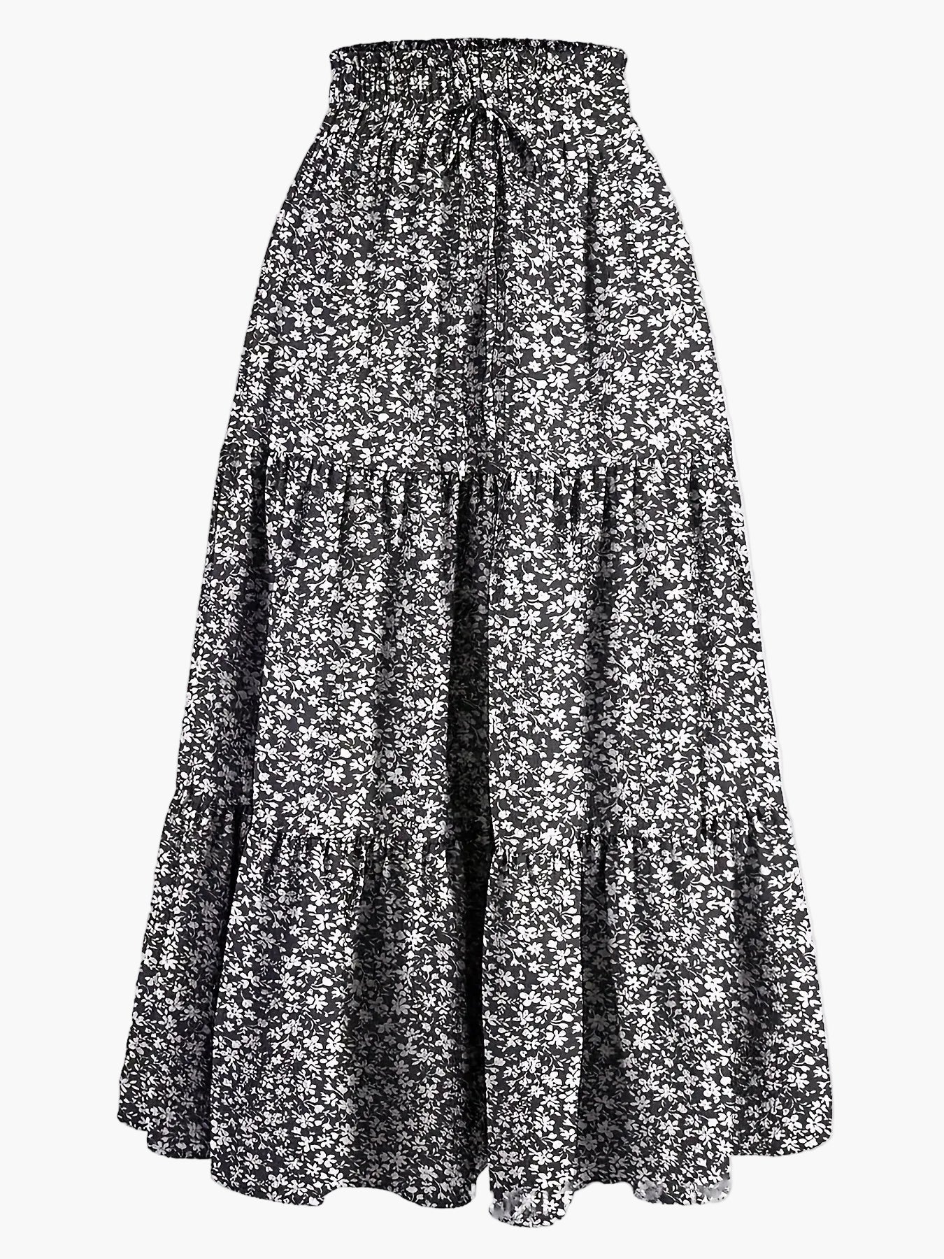 Jupe Longue Femme Élégante Taille Haute à Volants, Style Printemps Été, Idéale pour Loisirs et Sorties