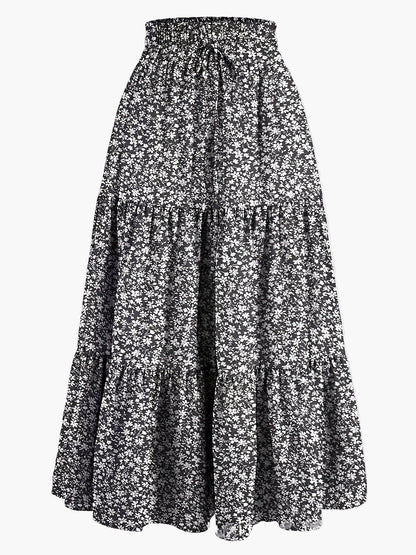Jupe Longue Femme Élégante Taille Haute à Volants, Style Printemps Été, Idéale pour Loisirs et Sorties