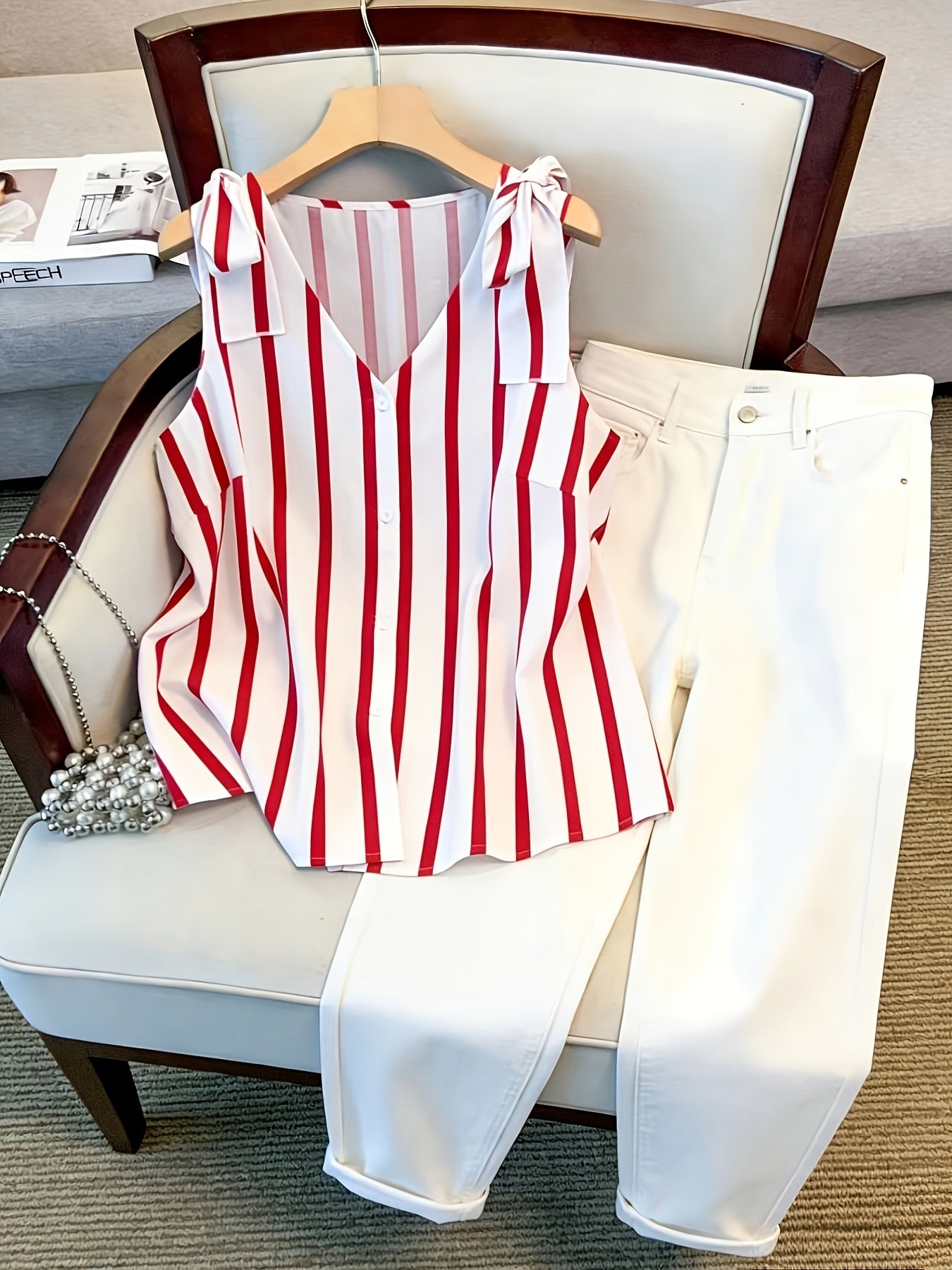 Débardeur femme grande taille à rayures style élégant pour le quotidien et bureau