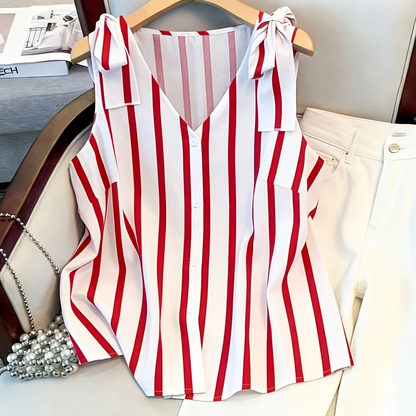 Débardeur femme grande taille à rayures style élégant pour le quotidien et bureau