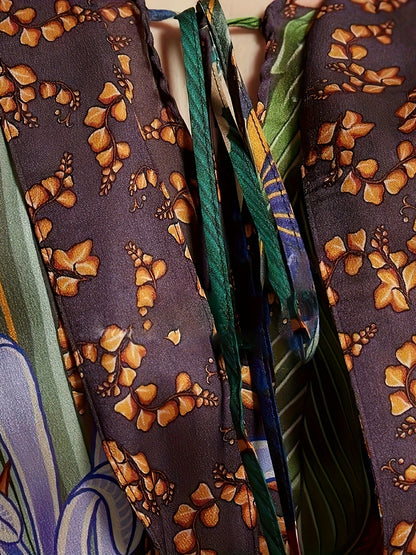 Kimono Kaftan lungo da donna stile orientale con stampa artistica per serate o vacanze