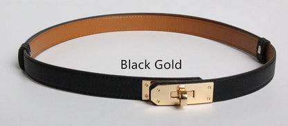 Mary – Ceinture en cuir vegan de haute qualité de 1,8 cm de largeur avec boucle dorée