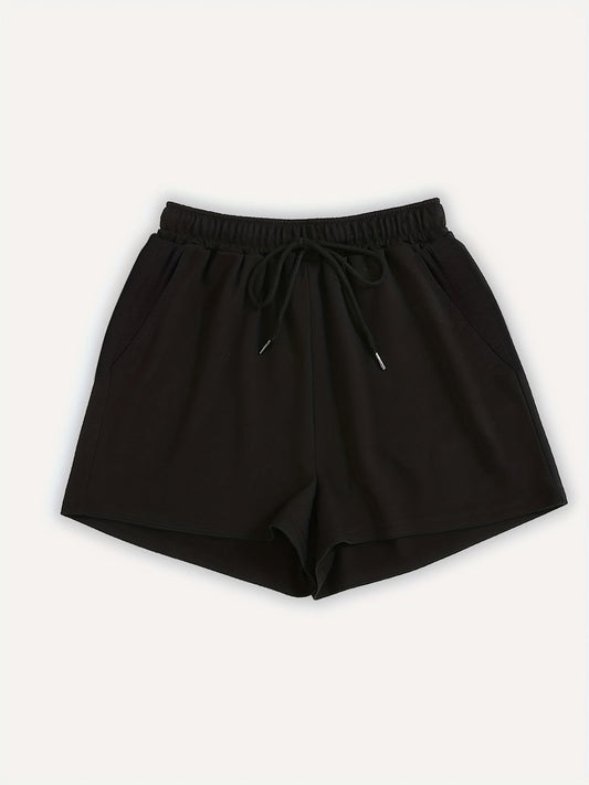 Casual women's sports shorts with elastic waistband and drawstring, ideal for summer and leisure
