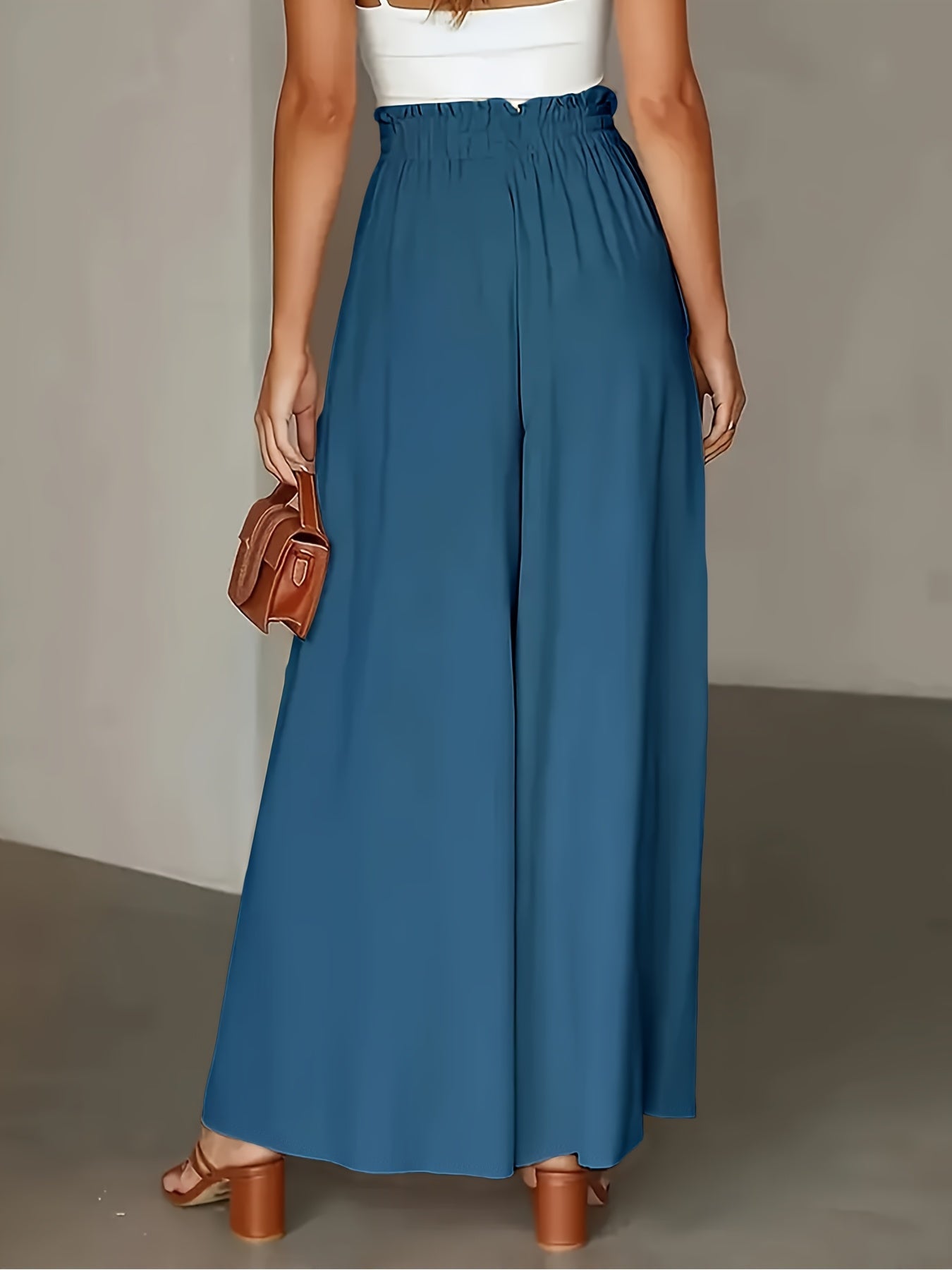 Pantaloni Palazzo Larghi Donna Stile Elegante Vita Alta con Cintura, Moda Casual e Sofisticata