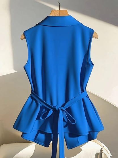 Gilet sans manches femme style tailleur chic pour bureau ou événement