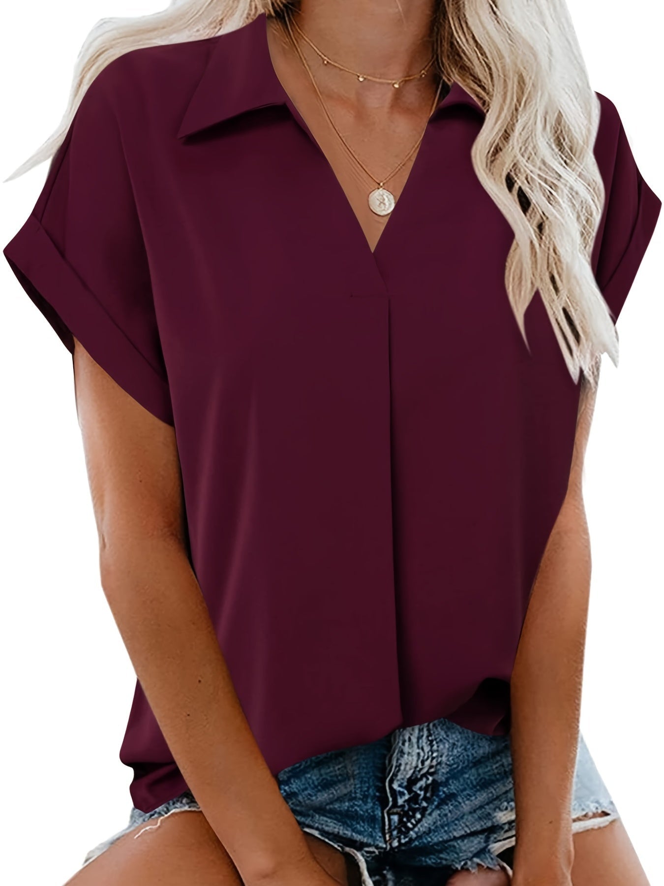 Elegant Women's Blouse Batwing Sleeves Casual Style Summer