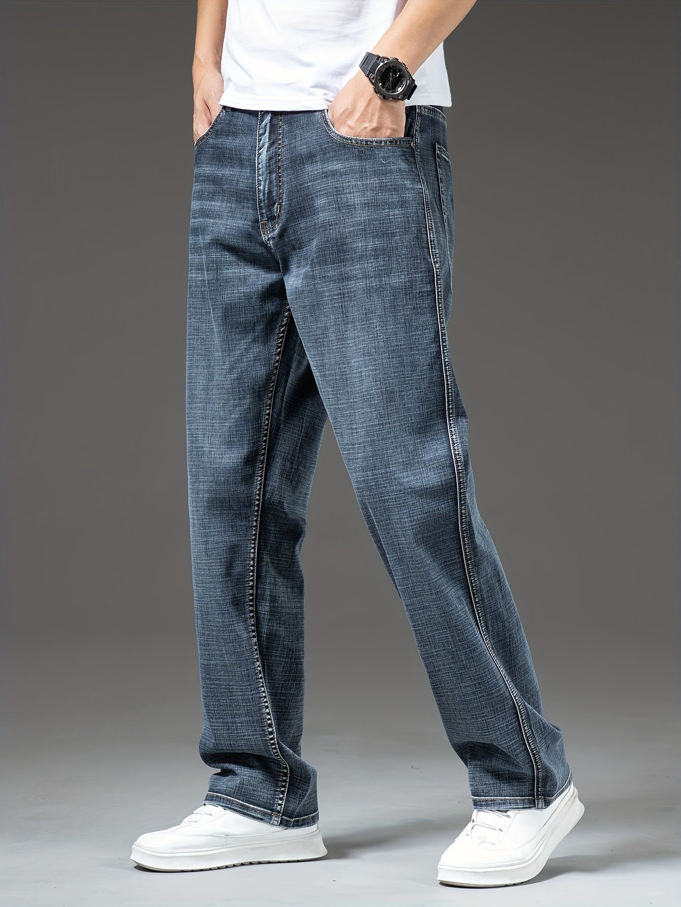 Jeans rectos casuales para hombre estilo urbano versátil