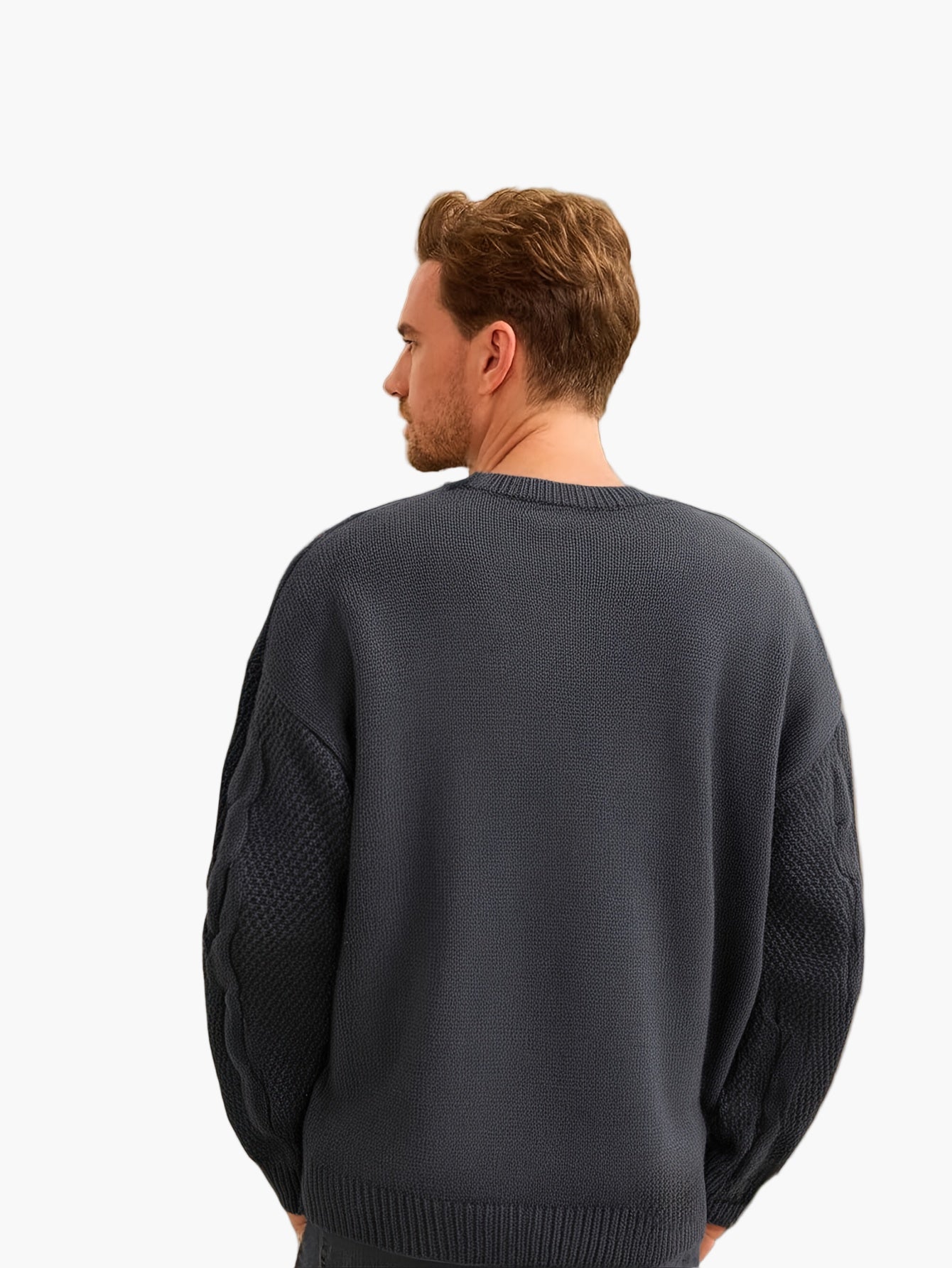 Pull à motif torsadé style décontracté pour homme - Idéal automne/hiver