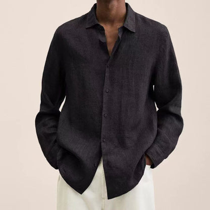 Terrence – Chemise en coton et lin décontractée pour hommes de grande taille