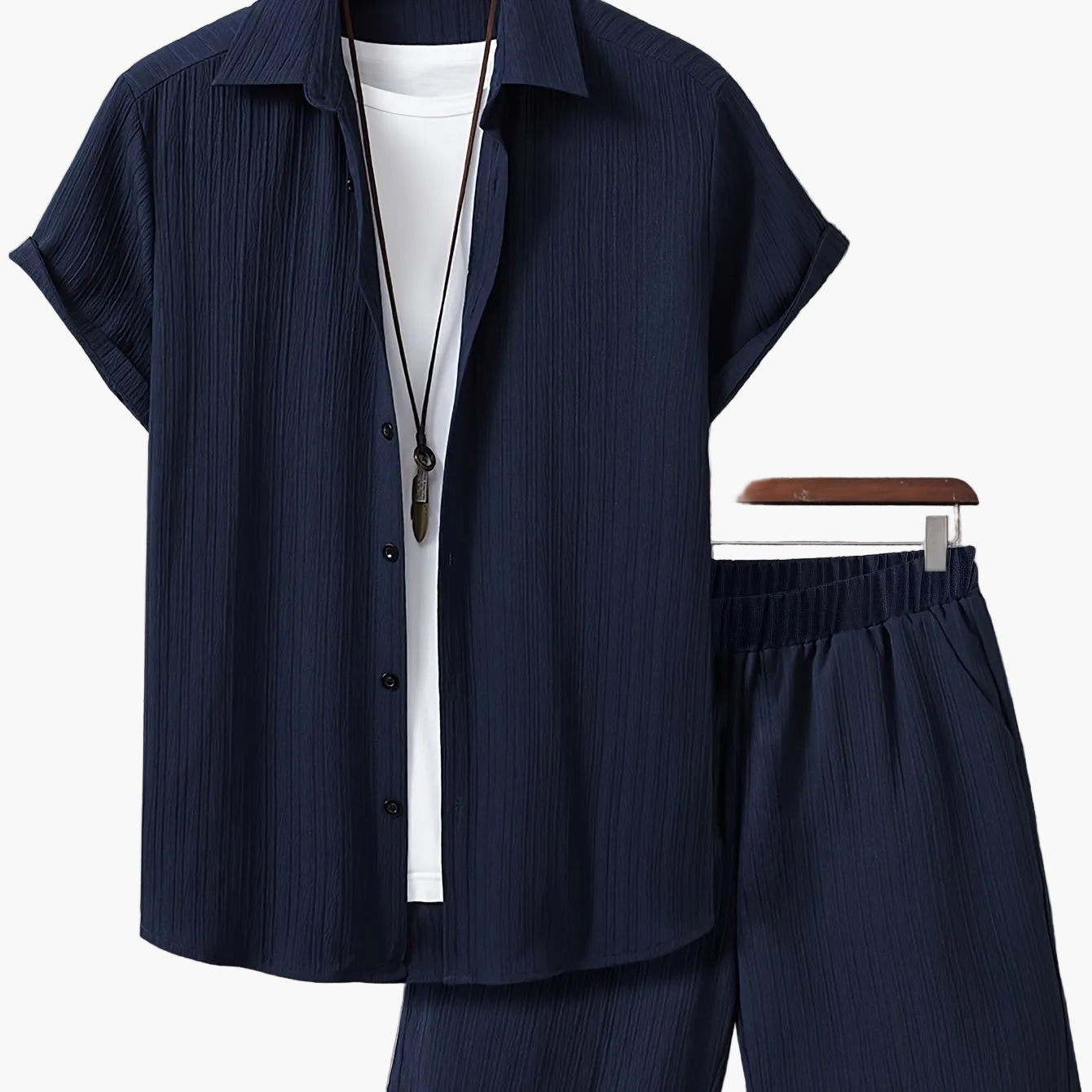 Ensemble décontracté estival pour homme, chemise à manches courtes et short, style urbain, idéal pour l'été