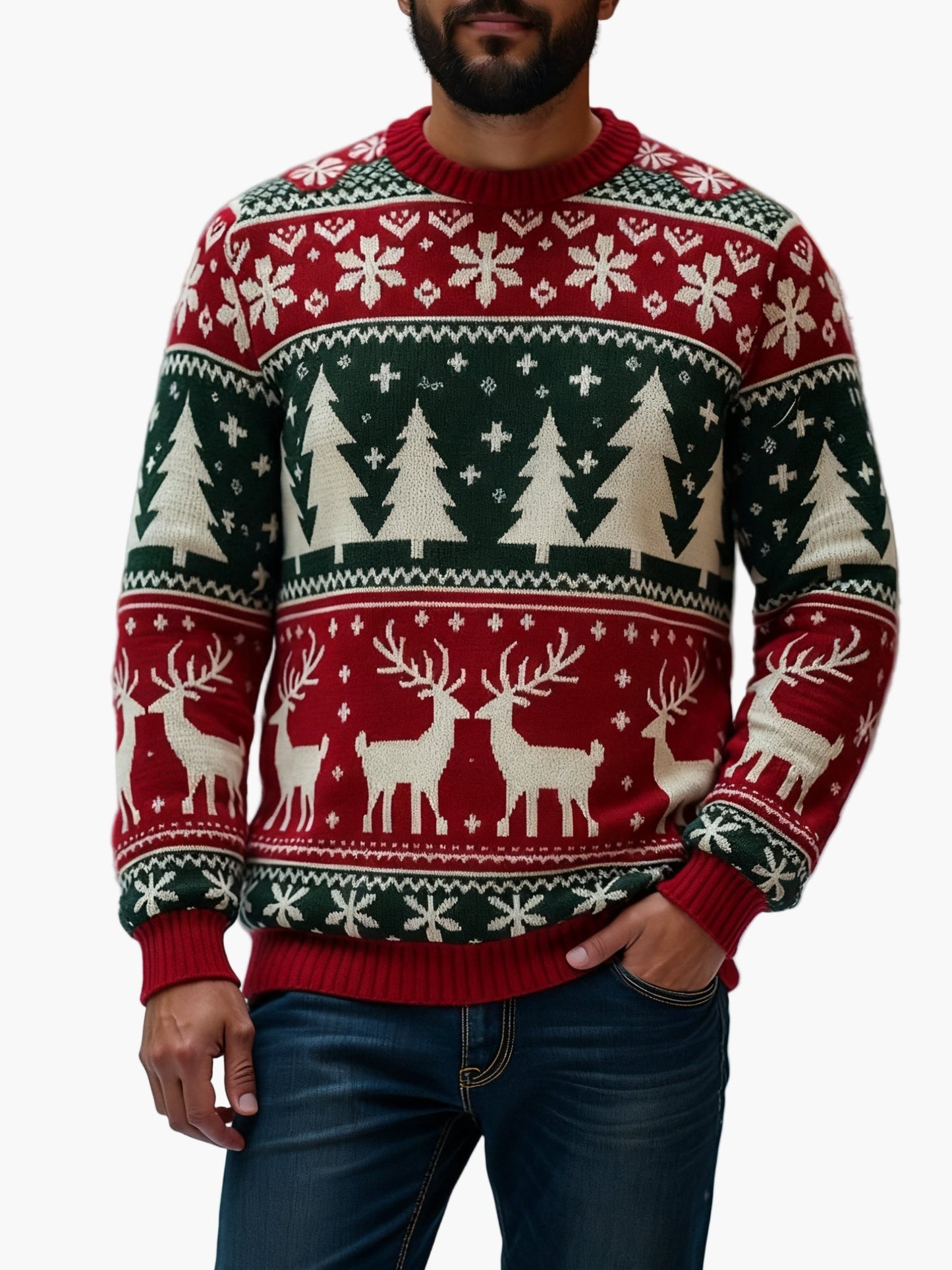 Pull de Noël homme à motifs festifs pour fêtes et hiver