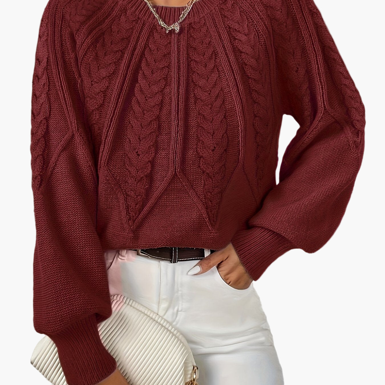 Pull Femme Style Décontracté Chic à Motif Torsadé pour Automne et Printemps