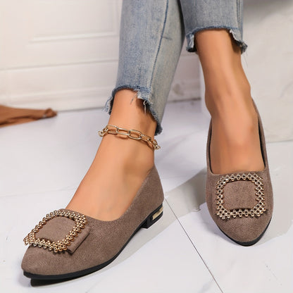 Ballerines élégantes à bout pointu pour femme avec boucle ornementale – Style chic et raffiné pour toutes occasions