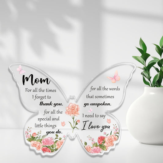 Regalo decorativo mariposa para mujer – Placa de agradecimiento para mamá, estilo vintage, decoración de mesa con mensaje de amor