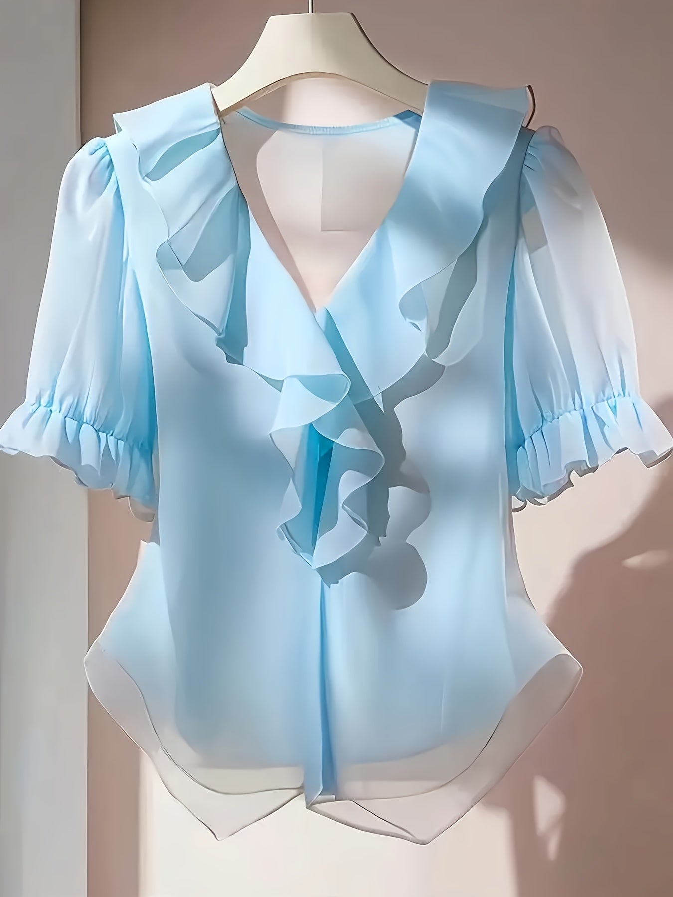 Blouse Femme Élégante à Volants Style Romantique pour Bureau et Soirée