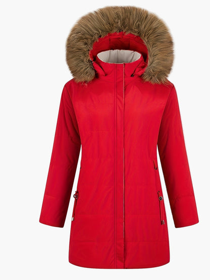 Manteau d'hiver femme style parka avec capuche en fausse fourrure – Élégance chic pour temps froid