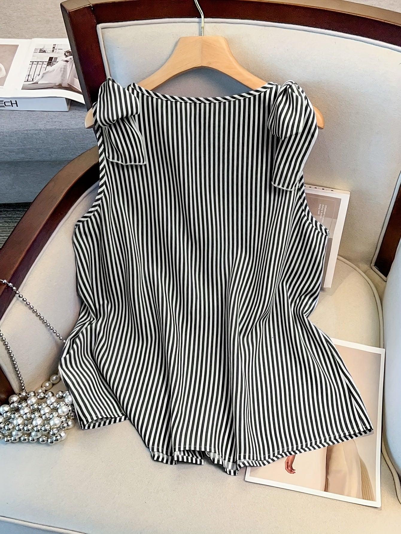 Débardeur femme grande taille à rayures style élégant pour le quotidien et bureau