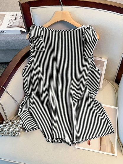 Débardeur femme grande taille à rayures style élégant pour le quotidien et bureau